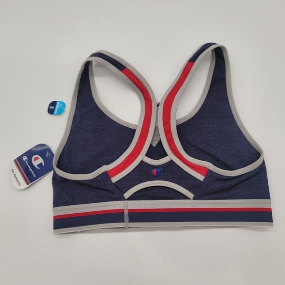 NWT Champion Sport Bra Women Size S RacerBack Gray Red Navy Blue Logo - Picture 4 of 9